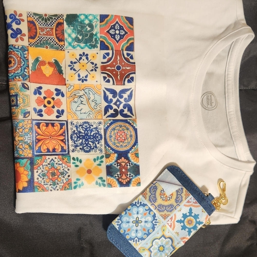 Wonder Nation White Shirt with Colorful Tile Design
